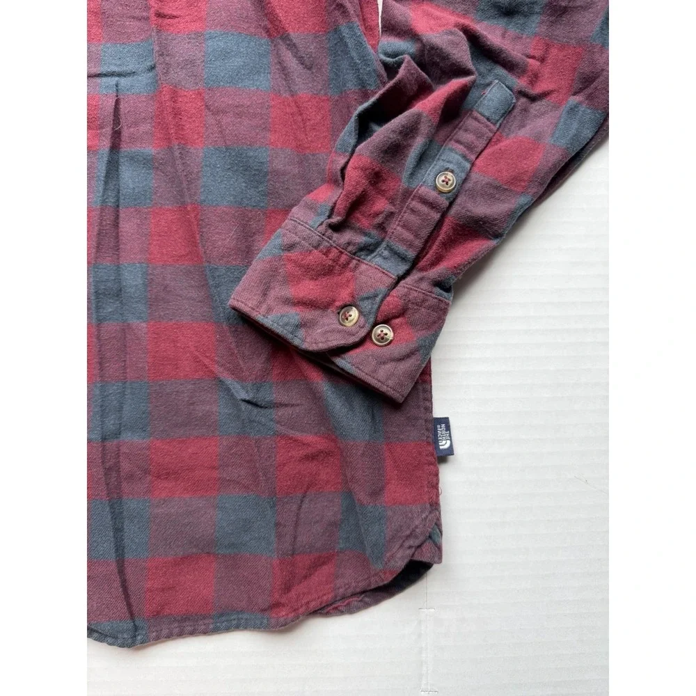 North Face Mid Weight Flannel Long Sleeve Button Up Shirt Plaid Men's XL